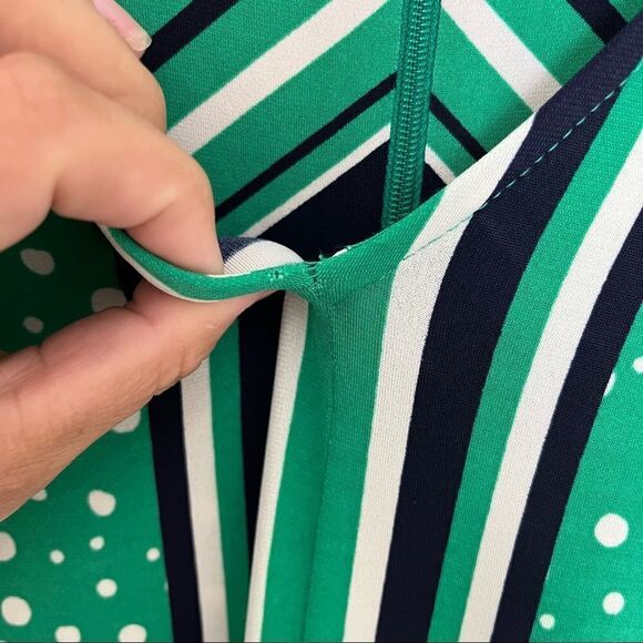 London Times Green and Navy Dot Flutter Sleeve Maxi Dress - Picture 8 of 12